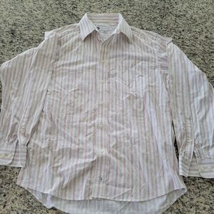 Bachrach‎ Striped Red White 15.5 34/35 Men's Long Sleeve Dress Shirt Vintage